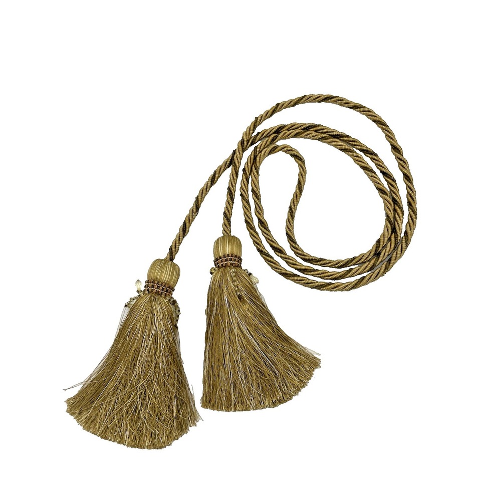 Bougie Gold Rope & Bead Braided Drapery Curtain Tassel Tieback 8.3 ft Long